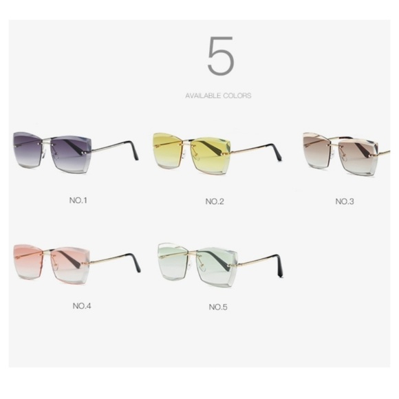 ⚘Gray/Purple Diamond Square Rimless sunglasses - Picture 5 of 8